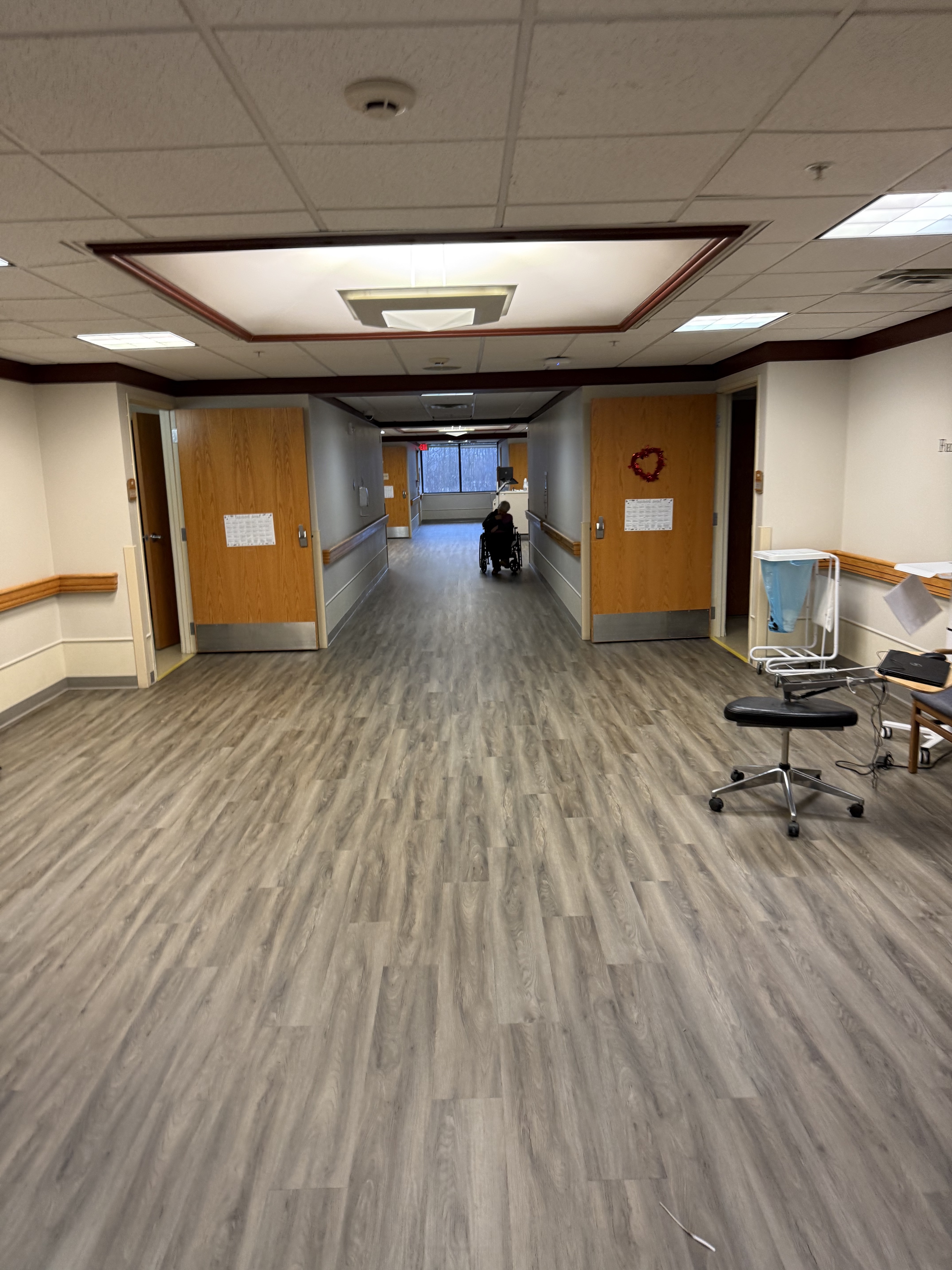 Commercial flooring in healthcare corridor