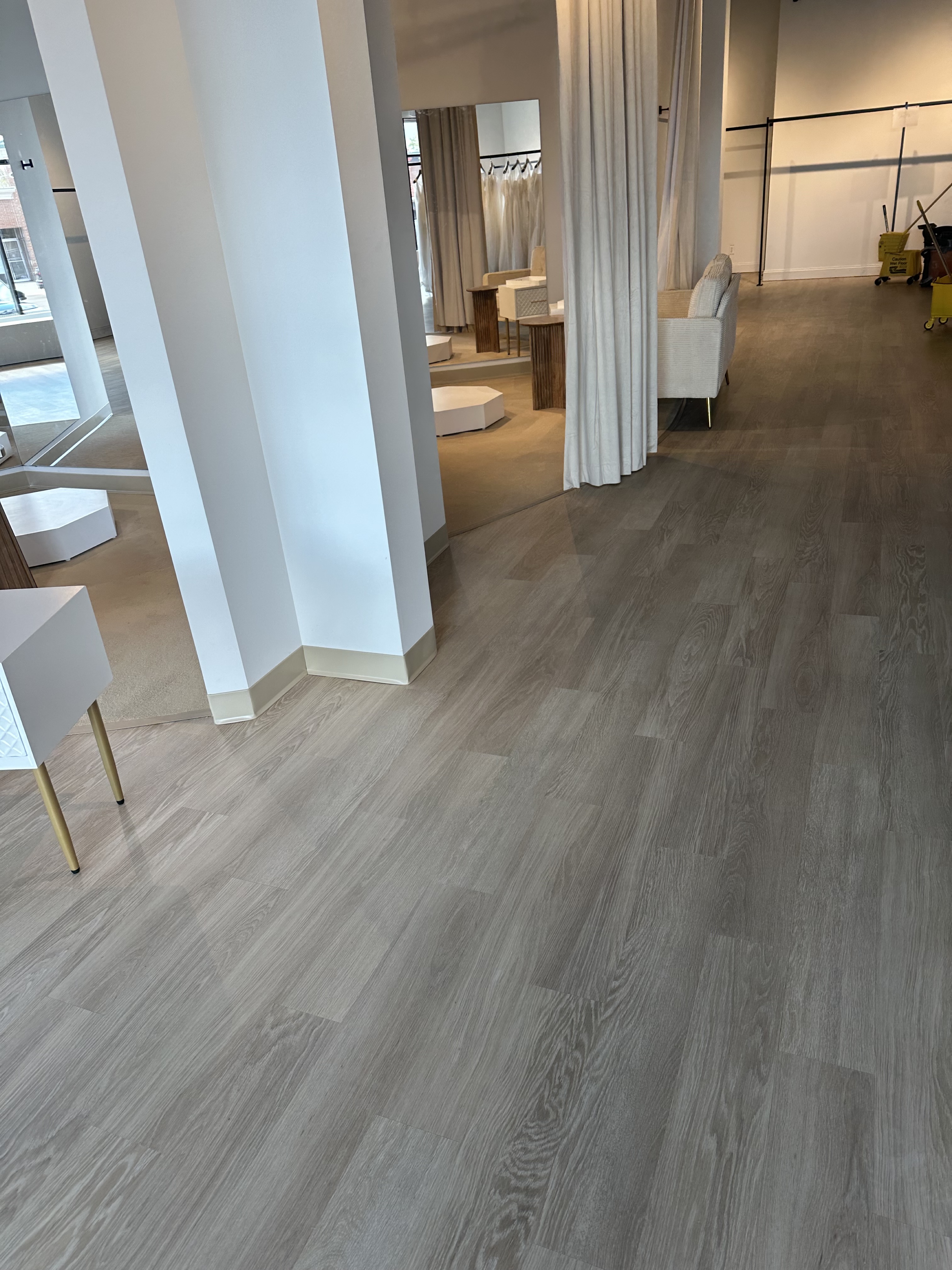 Commercial showroom flooring installation
