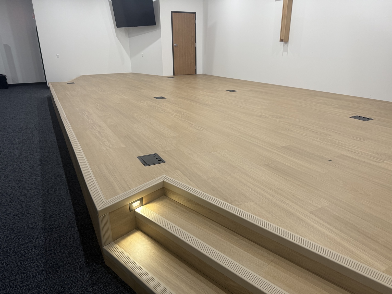 Commercial stage flooring installation