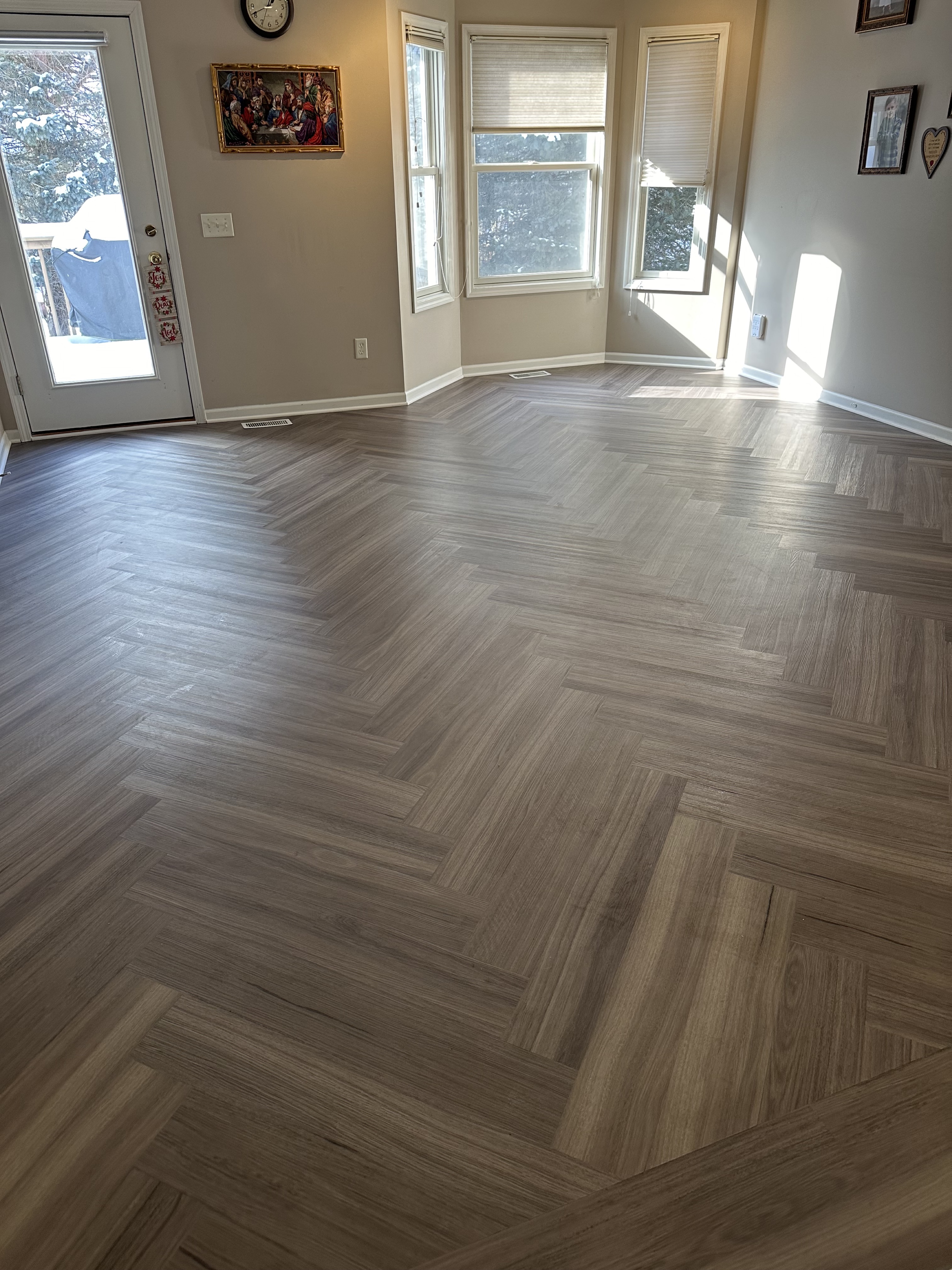 Residential herringbone flooring